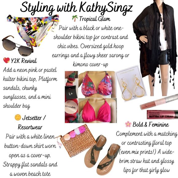 Bar III Floral Bikini Bottom Size Large Paradise Garden Ruched Sides Swim Suite - Picture 3 of 8